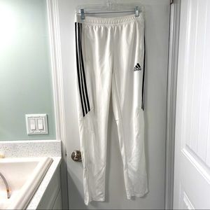 White adidas track pants